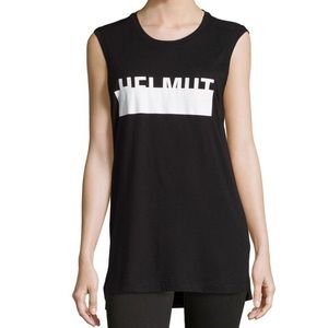 Helmet Lang Black Tank with White Logo